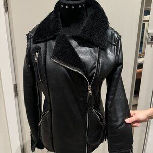 BLANK NYC Black PU Leather Moto Jacket
